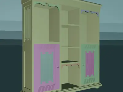 Game Ready Vintage Wooden Cabinet Low Poly PBR Low-poly 3D model