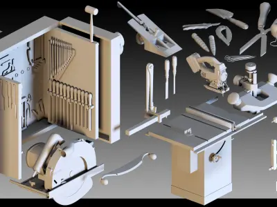 118 Carpentry Tools- Kitbash- High detail 3d models 3D model