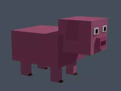 Cute Voxel Pig - Low Poly Blocky Farm Animal Low-poly 3D model