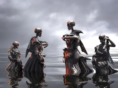 Scull Ghosts Sculptures cluster 1  3D model