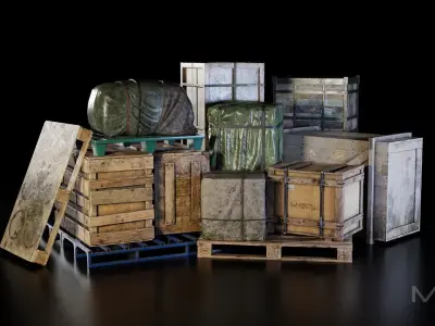 Boxes Collection Low-poly 3D model