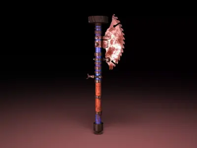 Post Apocalyptic Rusty Axe Weapon 3D Model Low Poly Low-poly 3D model