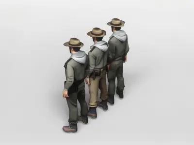 3D Model of Adventurer Man in Casual Military Outfit 3D model