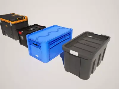  Storage Crate Boxes Low-poly 3D model