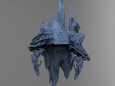 Fantasy underworld mountains base 3D model