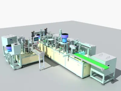 Industrial Equipment 3-Motor Automatic Assembly Production  3D model