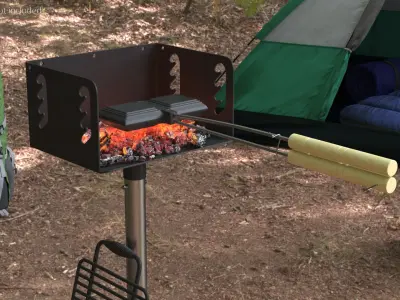 Cast Iron Sandwich Press in Metal Grill 3D model