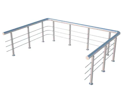 Stainless steel railing Low-poly 3D model