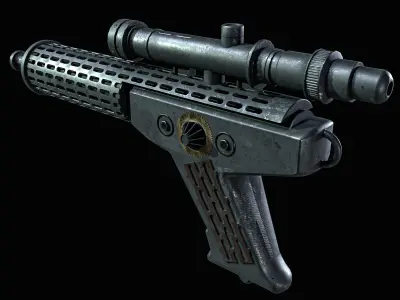 Deathhammer Blaster Pistol Low-poly 3D model
