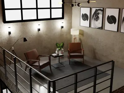 industrial house interior 3D model