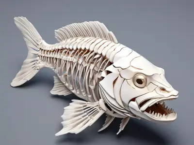 Realistic Fish Skeleton 3D Model Low-poly 3D model