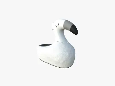 Slippers C08 White Flamingo - Costume Character Design Low-poly 3D model