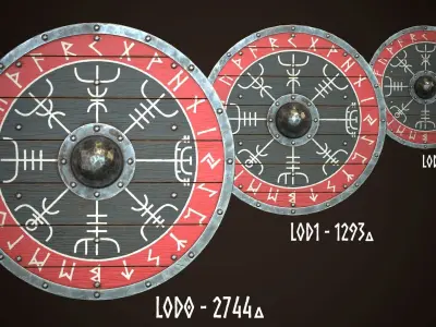 Viking Shield 19 Low-poly 3D model