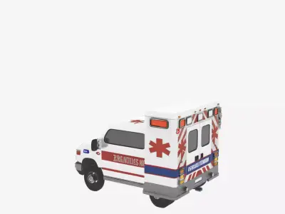 3D Detailed Emergency Medical Ambulance Transport Vehicle Model 3D model