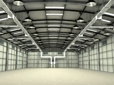 Factory and Aircraft Hangar High Detail 3D 3D model