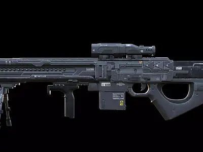 Sci-Fi Heavy Railgun Anti Material Sniper Rifle Game Ready Low-poly 3D model