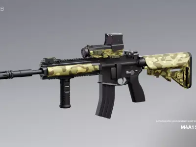 M4A1 SOPMOD Rifle with EOTech G33 Combo 3D model