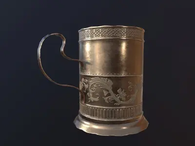 Mug Game Ready silver beer Low-poly 3D model