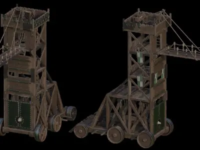 Medieval Siege Weapon - Siege Tower Low-poly 3D model