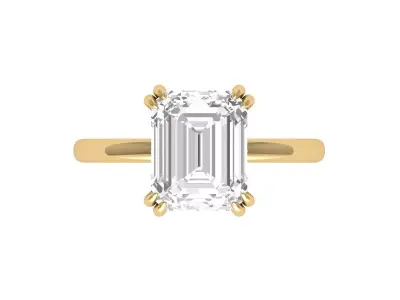 Emerald Solitaire Ring 3D print model 8