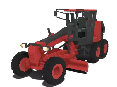 Voxel Grader Truck Low-poly 3D model