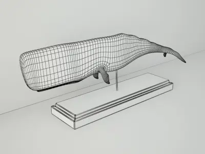 Carved Wood White Sperm Whale Folk Art 3D model
