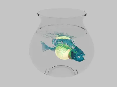 Fish bone light in goldfish bowl 3D model