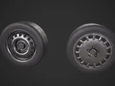 Various Car Tires Low-poly 3D model