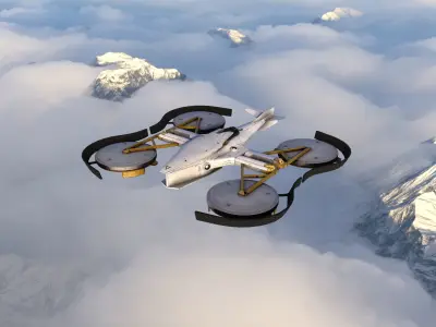 Futuristic VTOL Drone - Low Poly PBR 3D Model Low-poly 3D model