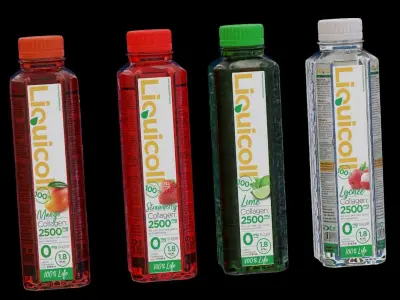 3d juice bottle mockup design and for print Low-poly 3D model