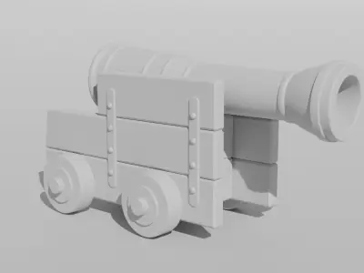 Canon wooden cannon Low-poly 3D model