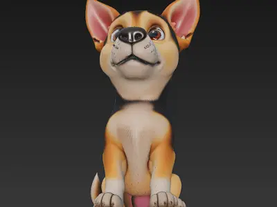 Dog Puppy Realistic 3D Model - Low Poly Realistic Low-poly 3D model