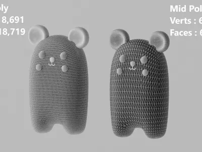 Cartoon Cute Mouse Rat Bear 3D model