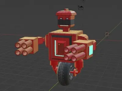 3 LowPoly Robots Characters-animated- Low-poly 3D model