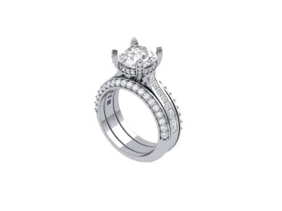 Solitair Ring Bridal Set 3D print model 50