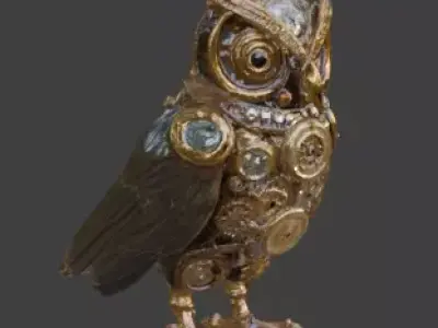 Steampunk Mechanical Owl Automaton 3D Model Low-poly 3D model