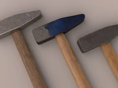 Hammers hammer with wooden handle Low-poly 3D model