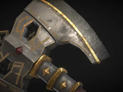Fantasy Great Axe 02 Low-poly 3D model