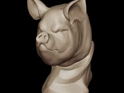 Pig bust sculpture 3D model