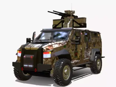 conceito veiculo blindado 4x4 Low-poly 3D model