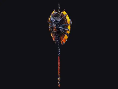Axe Large Weapon Cutting Fantasy Melee Hatchet Dragon Head Low-poly 3D model