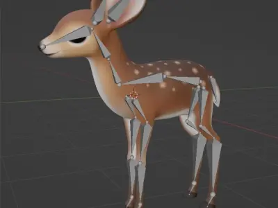 Cute Baby Deer Rigged Low-poly 3D model