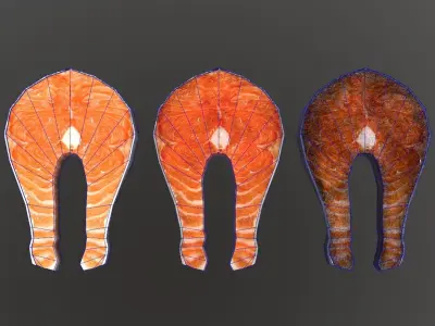 Salmon Steak Low-poly 3D model