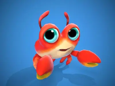 cartoon little crab Low-poly 3D model purchase