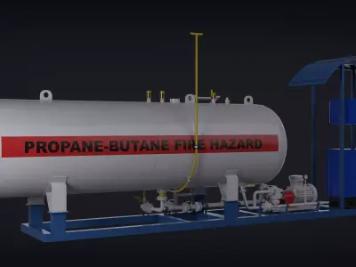 LPG Propane-Butane Fuel Station Low-poly 3D model