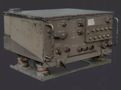 Vintage military radio unit with weathered casing Low-poly 3D model