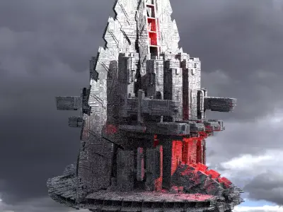 Alien Inquisitor Grand Ship City Kit bash 3D model
