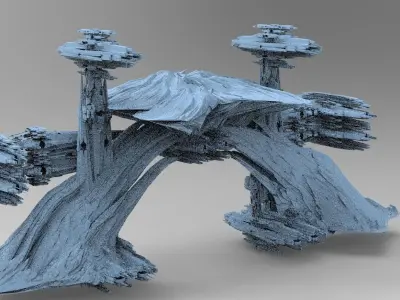 Sci fi Alien Mushroom rock 4  3D model