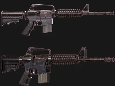 M16 Assault Rifle 3D Model Game-Ready UV Unwrapped and Textured Low-poly 3D model