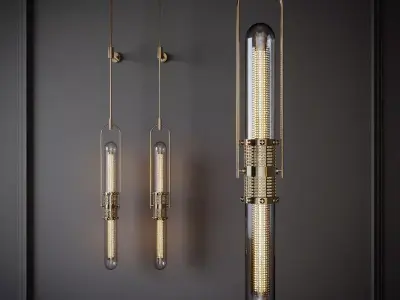 Industrial Retro Glass Chandelier Collection 3D Models 3D model